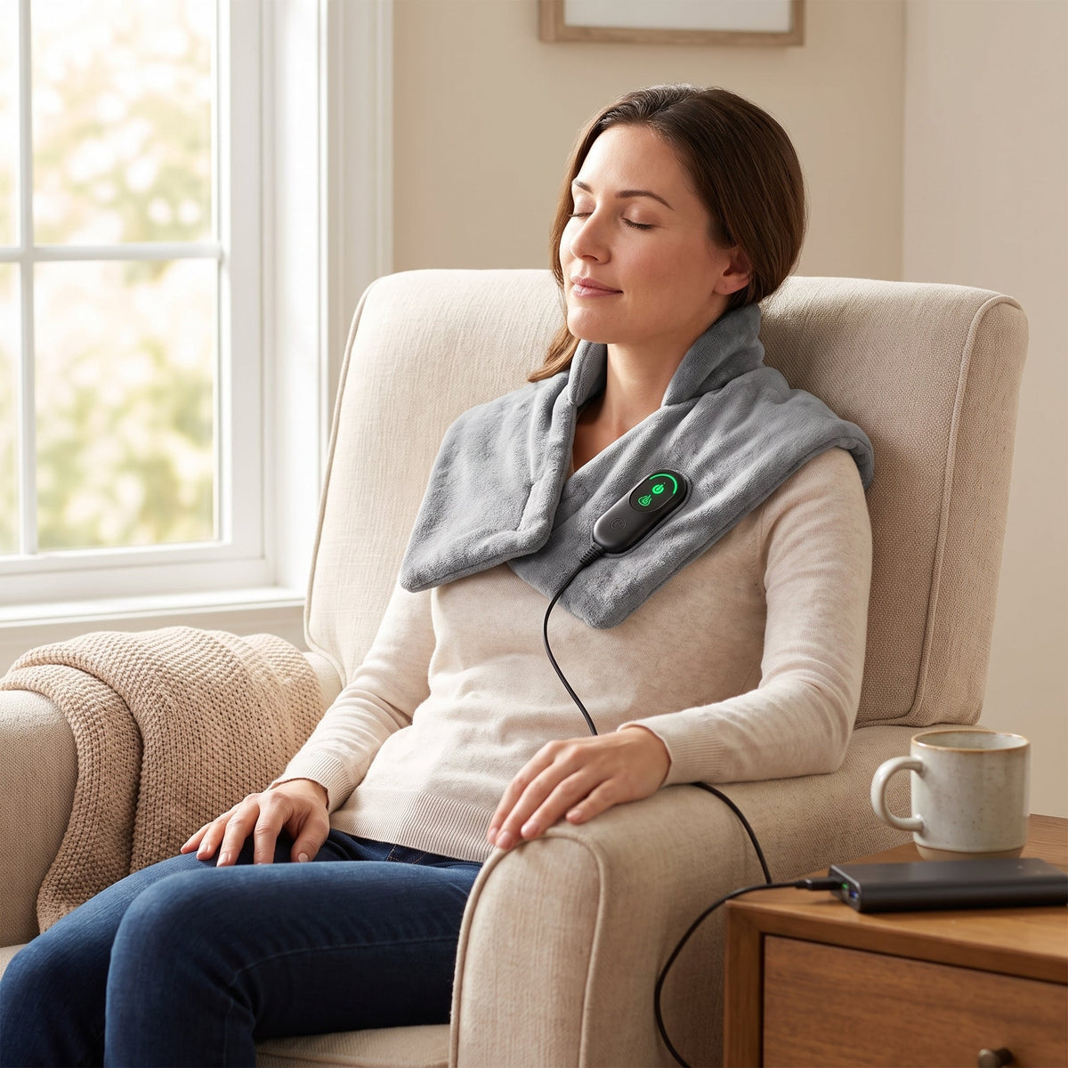 Heating Pad for Shoulder and Neck with Vibration Massage and Adjustable Heat Settings
