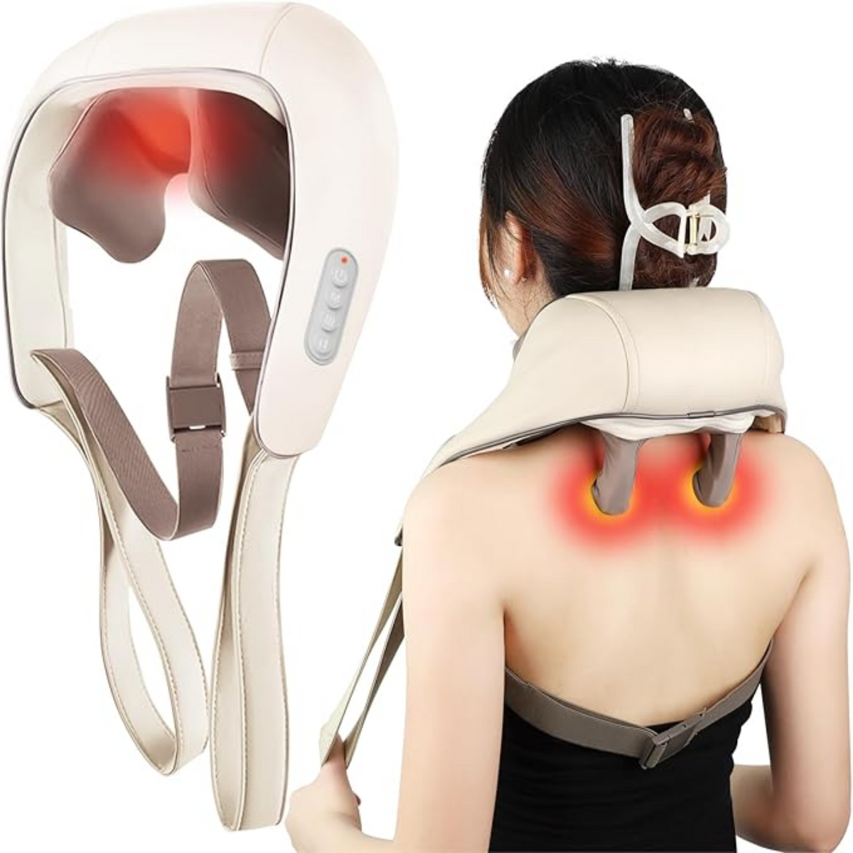 Heated Massage Chair Pad Shiatsu Back Massager with Kneading Nodes and Warmth