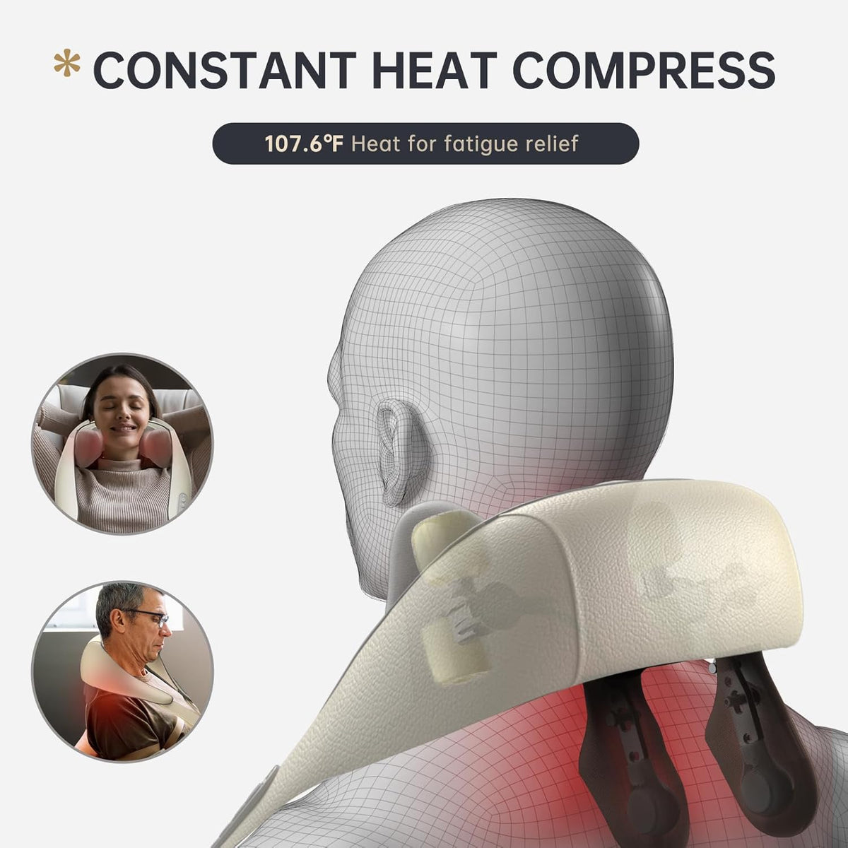 Heated Massage Chair Pad Shiatsu Back Massager with Kneading Nodes and Warmth