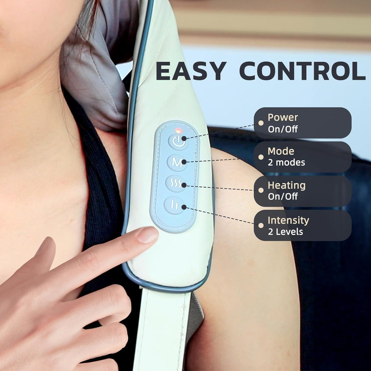 Heated Massage Chair Pad Shiatsu Back Massager with Kneading Nodes and Warmth