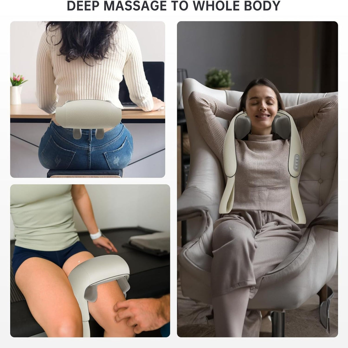 Heated Massage Chair Pad Shiatsu Back Massager with Kneading Nodes and Warmth