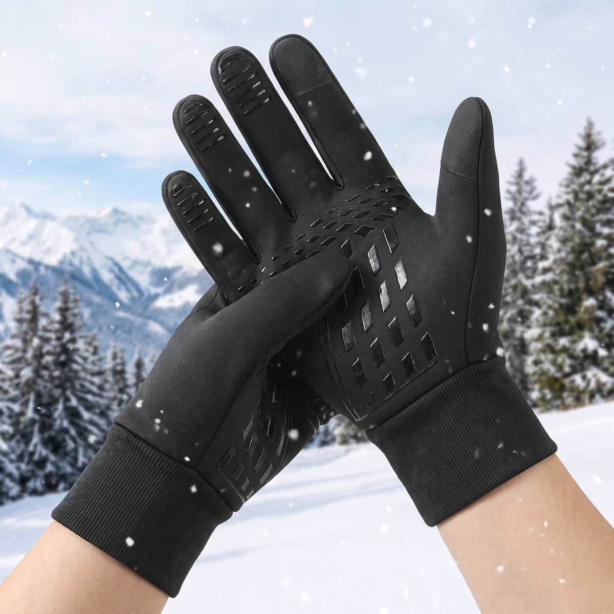 Heated Cycling Gloves Winter Thermal Gloves with Touchscreen Fingertips and Windproof Shell