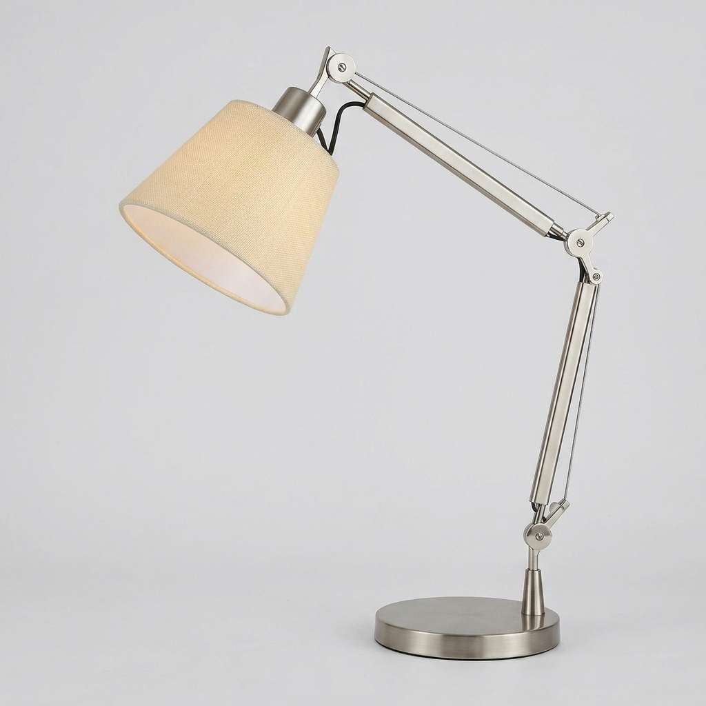 Table Lamps for Living Room Adjustable Articulated Arm Reading Lamp with Fabric Shade