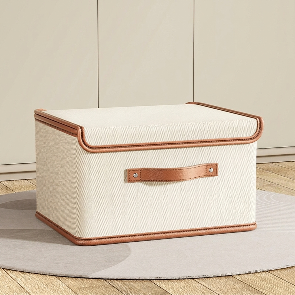 Foldable Storage Box with Lid and Handles in Oxford Cloth for Closet and Wardrobe Organising