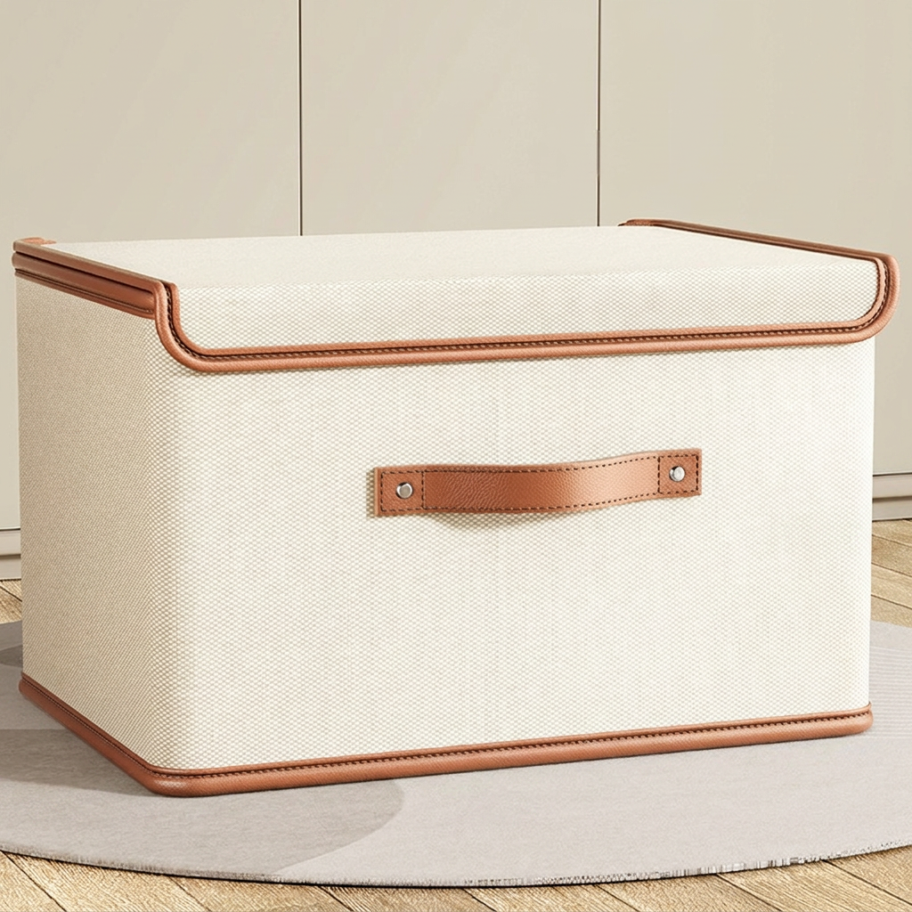 Foldable Storage Box with Lid and Handles in Oxford Cloth for Closet and Wardrobe Organising