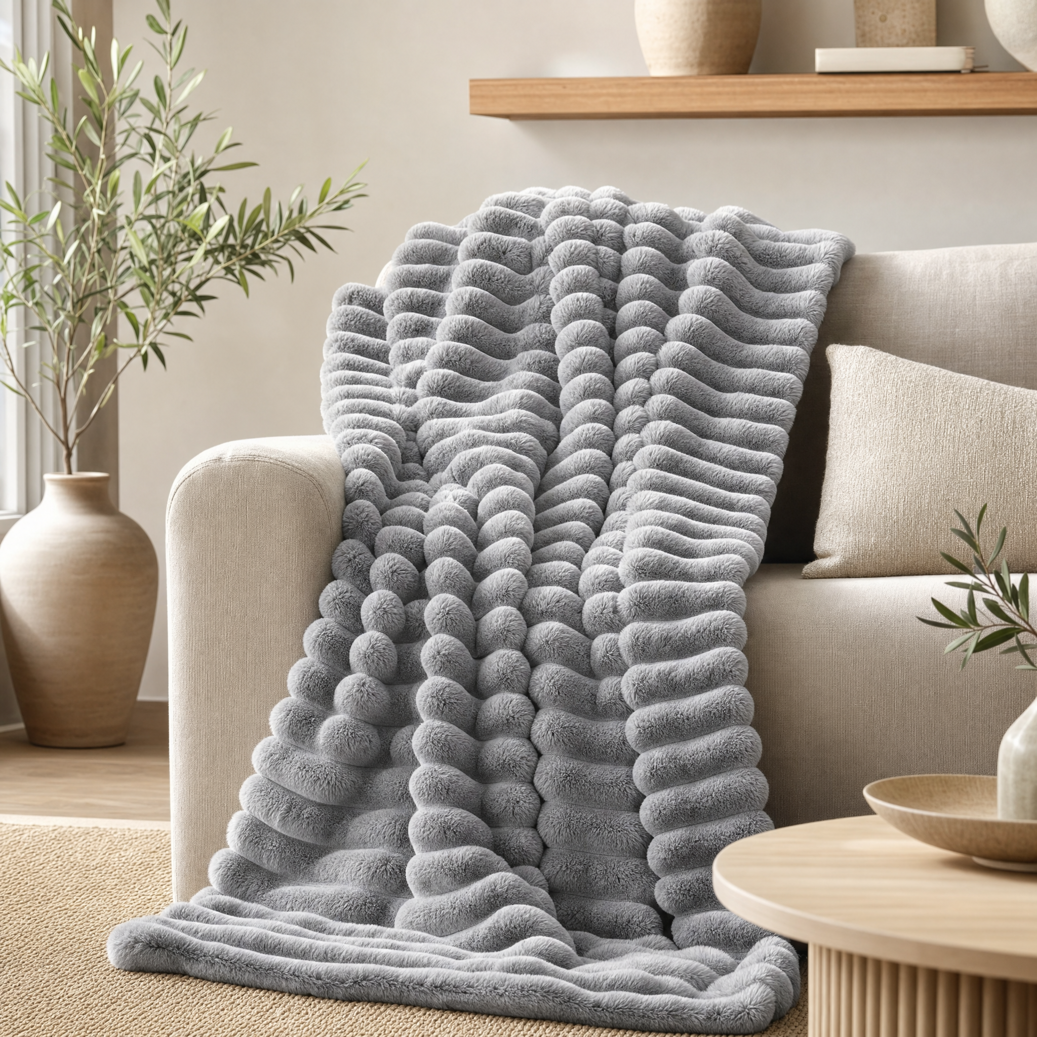 Cloud Ribbed Throw Blanket