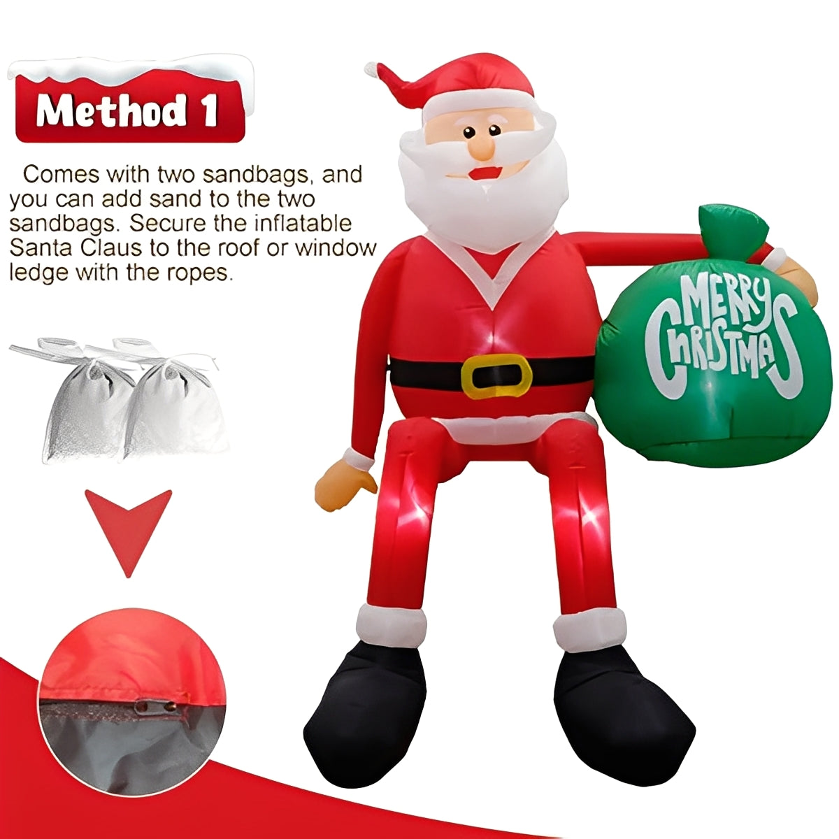 Christmas Decorations Santa Inflatable 8 Foot with Ropes and Posts
