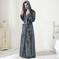 Mens Hooded Bathrobe Plush Robe with Long Sleeves for Home Lounging and After Bath