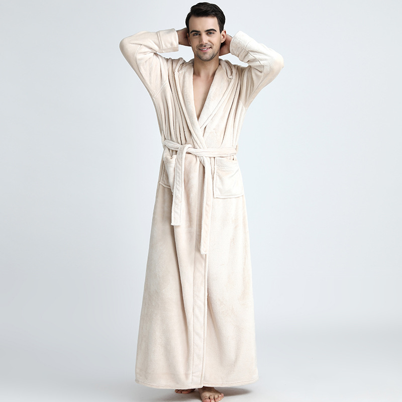 Mens Hooded Bathrobe Plush Robe with Long Sleeves for Home Lounging and After Bath