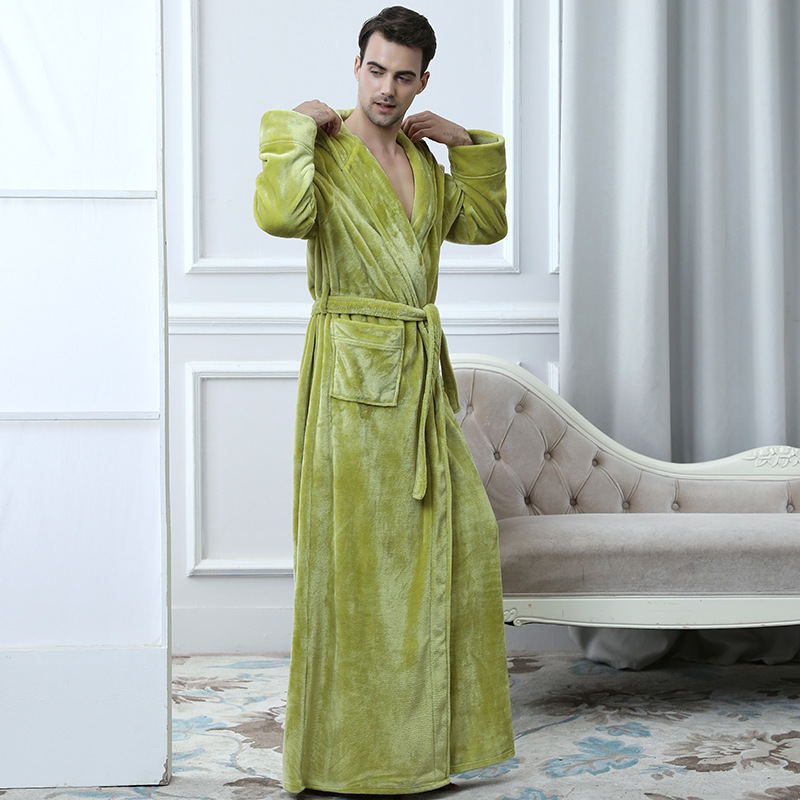 Mens Hooded Bathrobe Plush Robe with Long Sleeves for Home Lounging and After Bath