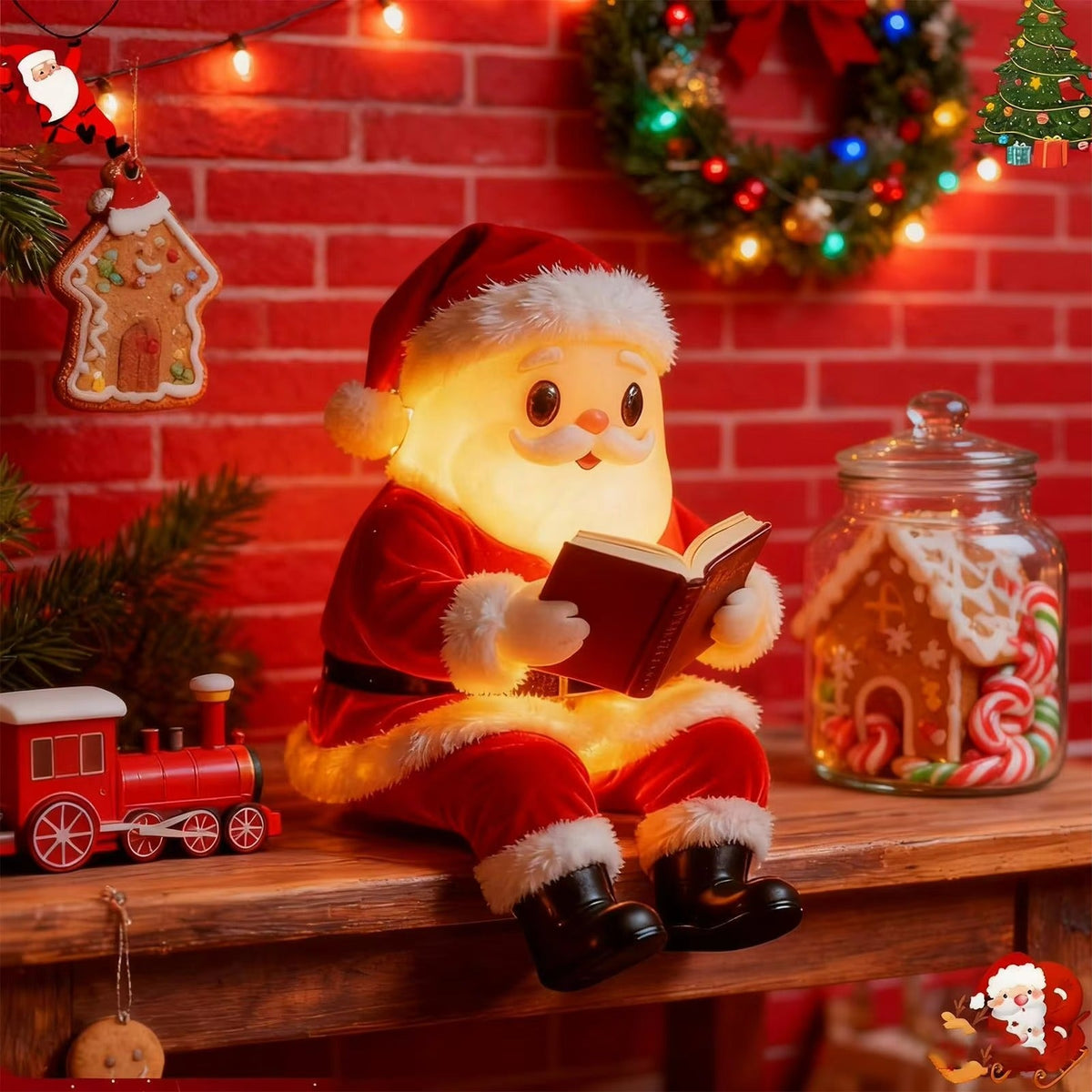Christmas Lights Santa Night Light in Resin at 21 cm Battery Powered