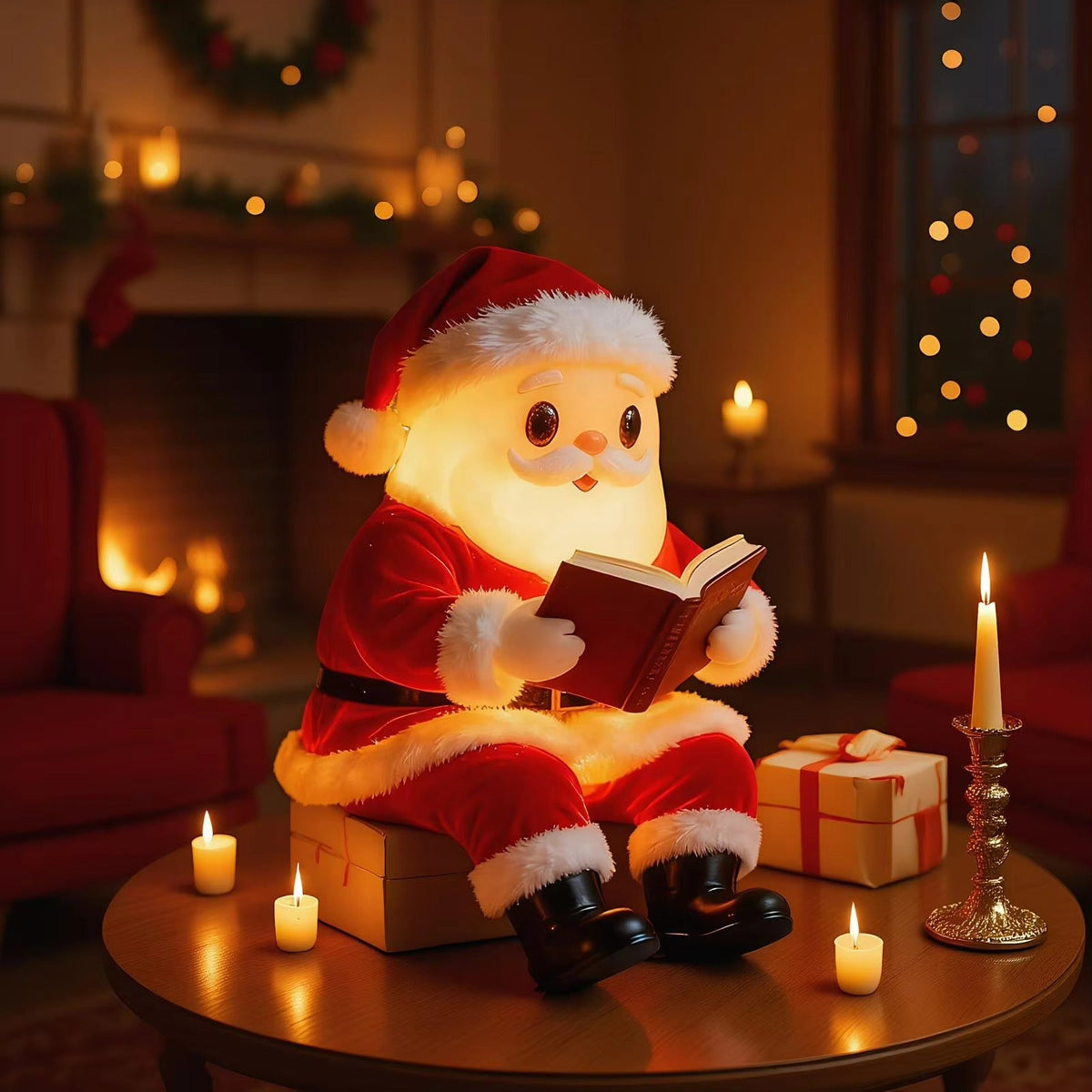 Christmas Lights Santa Night Light in Resin at 21 cm Battery Powered