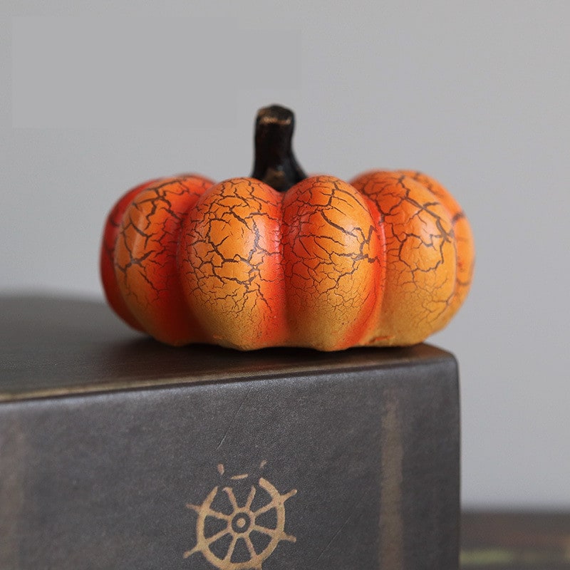 Jack O Lantern Pumpkin LED Light with Battery Operated Crackle Resin Halloween Decorations