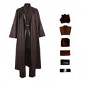Hooded Robe Cosplay Costume Set with Wrap Tunic Shoulder Tabards and Buckle Belt