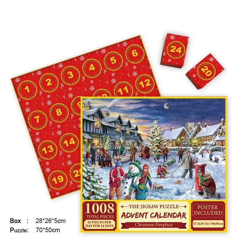 Advent Calendar Jigsaw 1000 Piece Puzzle Built Up Daily to Christmas Day