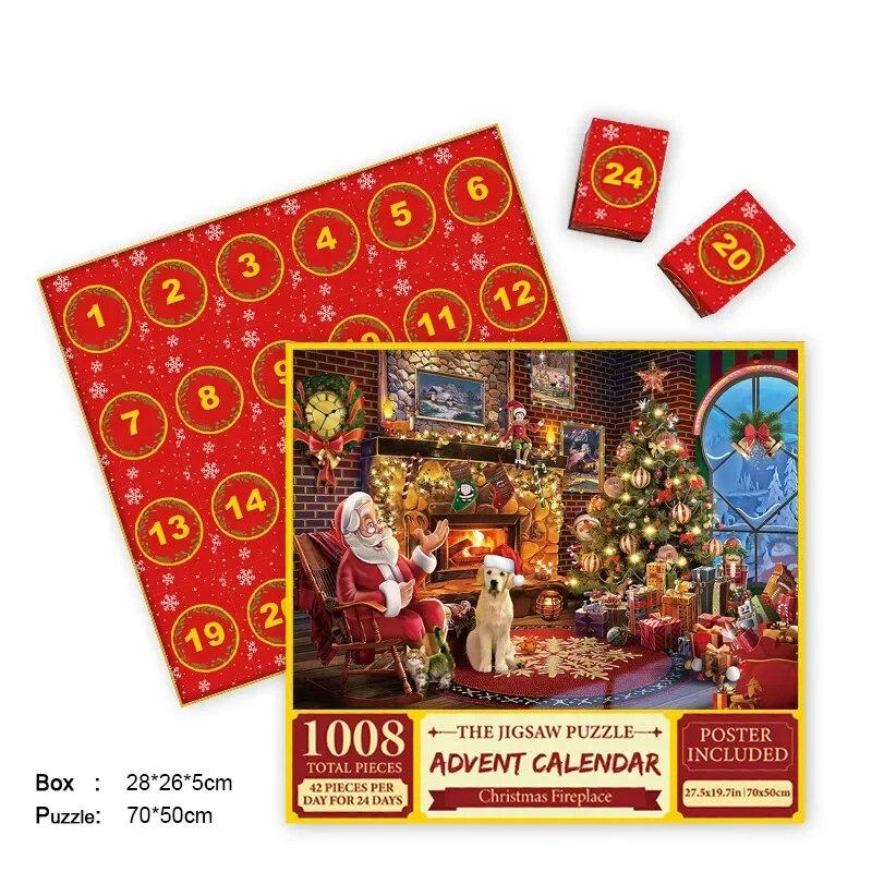 Advent Calendar Jigsaw 1000 Piece Puzzle Built Up Daily to Christmas Day