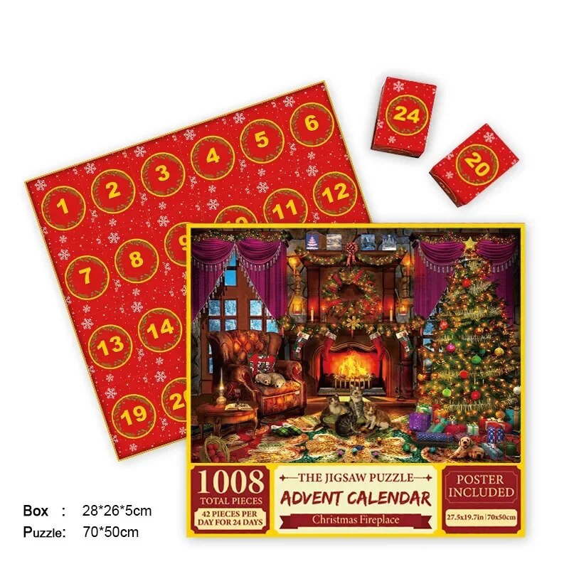 Advent Calendar Jigsaw 1000 Piece Puzzle Built Up Daily to Christmas Day