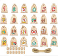 Advent Calendar Jute Drawstring Bags to Fill and Hang in a Row