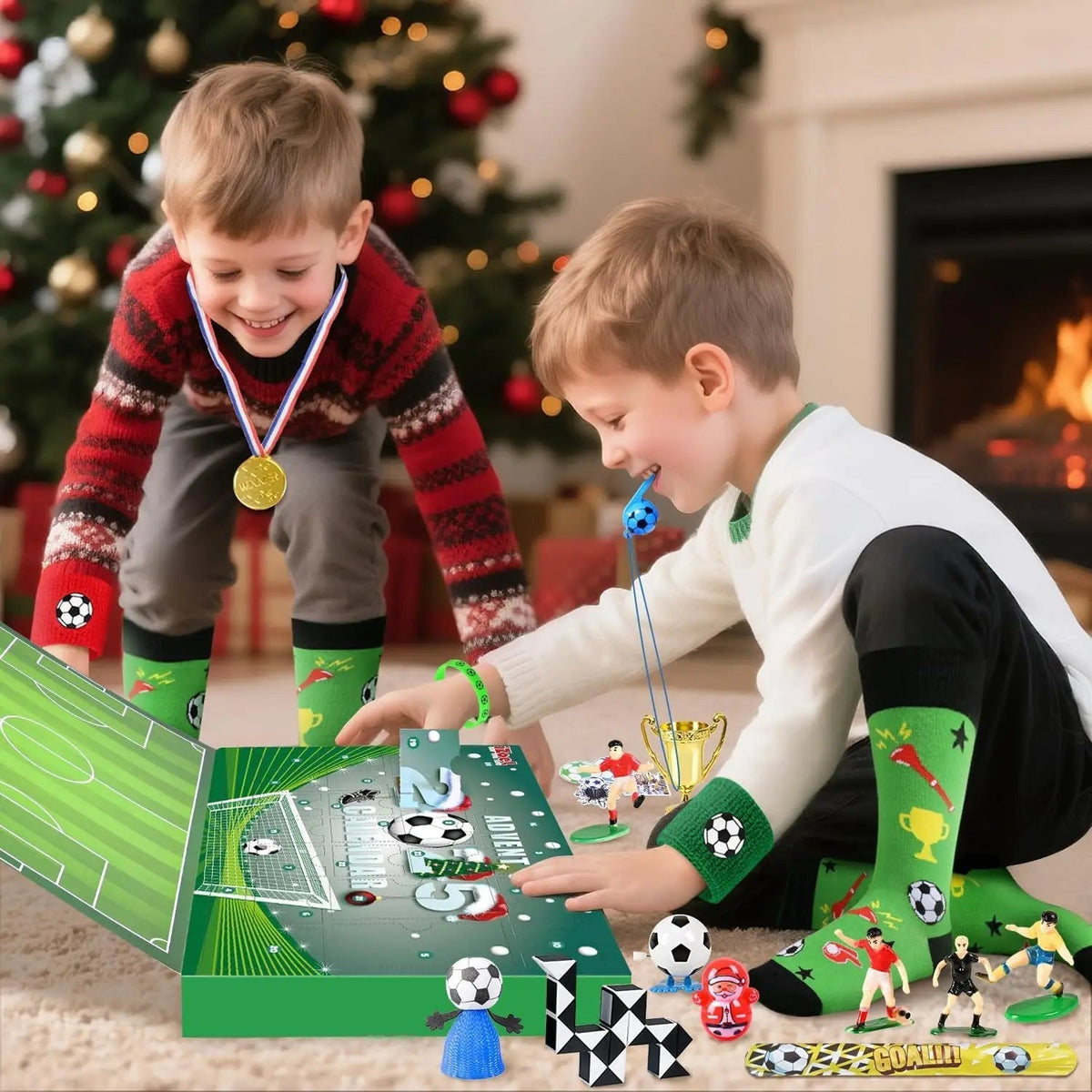Advent Calendar Soccer Surprises Behind 24 Compartments