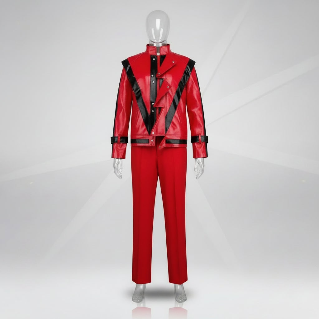 Kids Halloween Costume Faux Leather Jacket and Pants Two Piece Set with Buckles