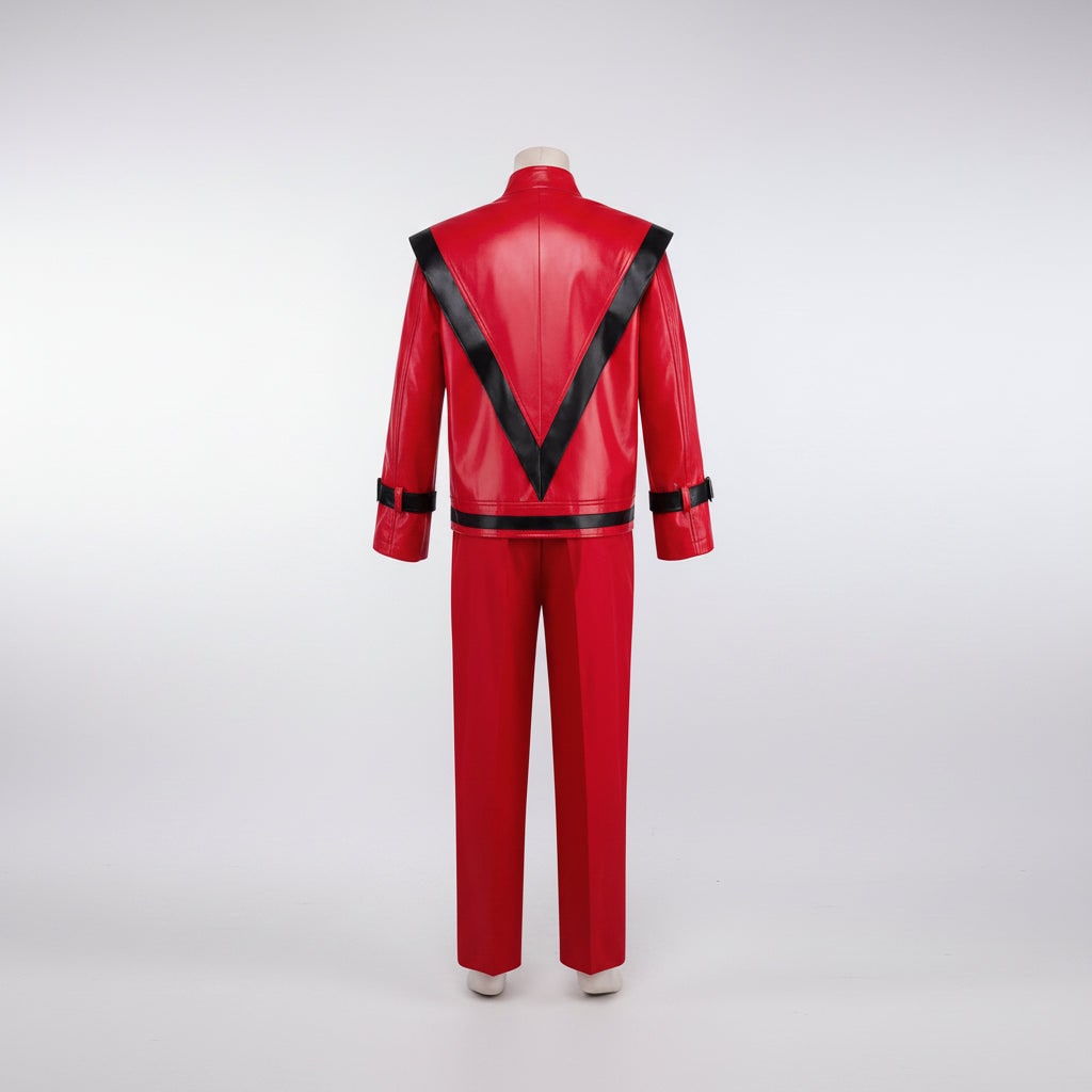 Kids Halloween Costume Faux Leather Jacket and Pants Two Piece Set with Buckles
