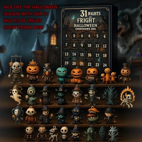 Halloween Advent Calendar with Spooky Miniature Figurines and Punch Out Doors