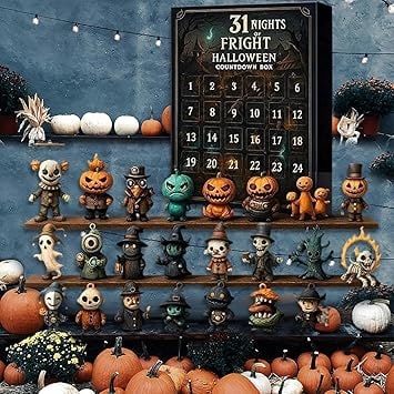 Halloween Advent Calendar with Spooky Miniature Figurines and Punch Out Doors