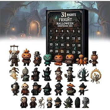 Halloween Advent Calendar with Spooky Miniature Figurines and Punch Out Doors