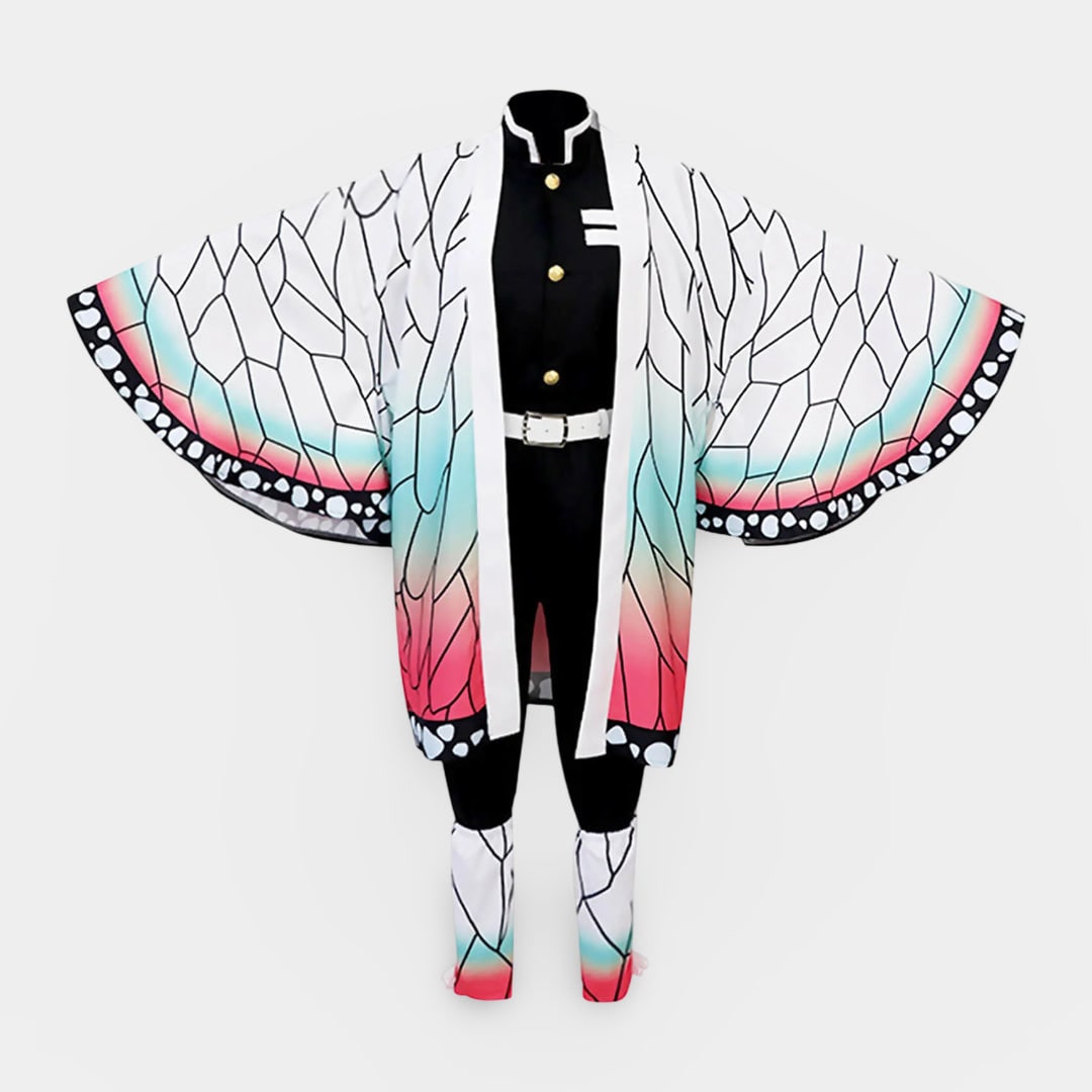 Butterfly Kimono Jacket Costume Five Piece Anime Set with Belt and Leg Wraps