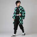 Anime Costumes for Halloween Checkered Haori Jacket Set with Wig and LED Mask