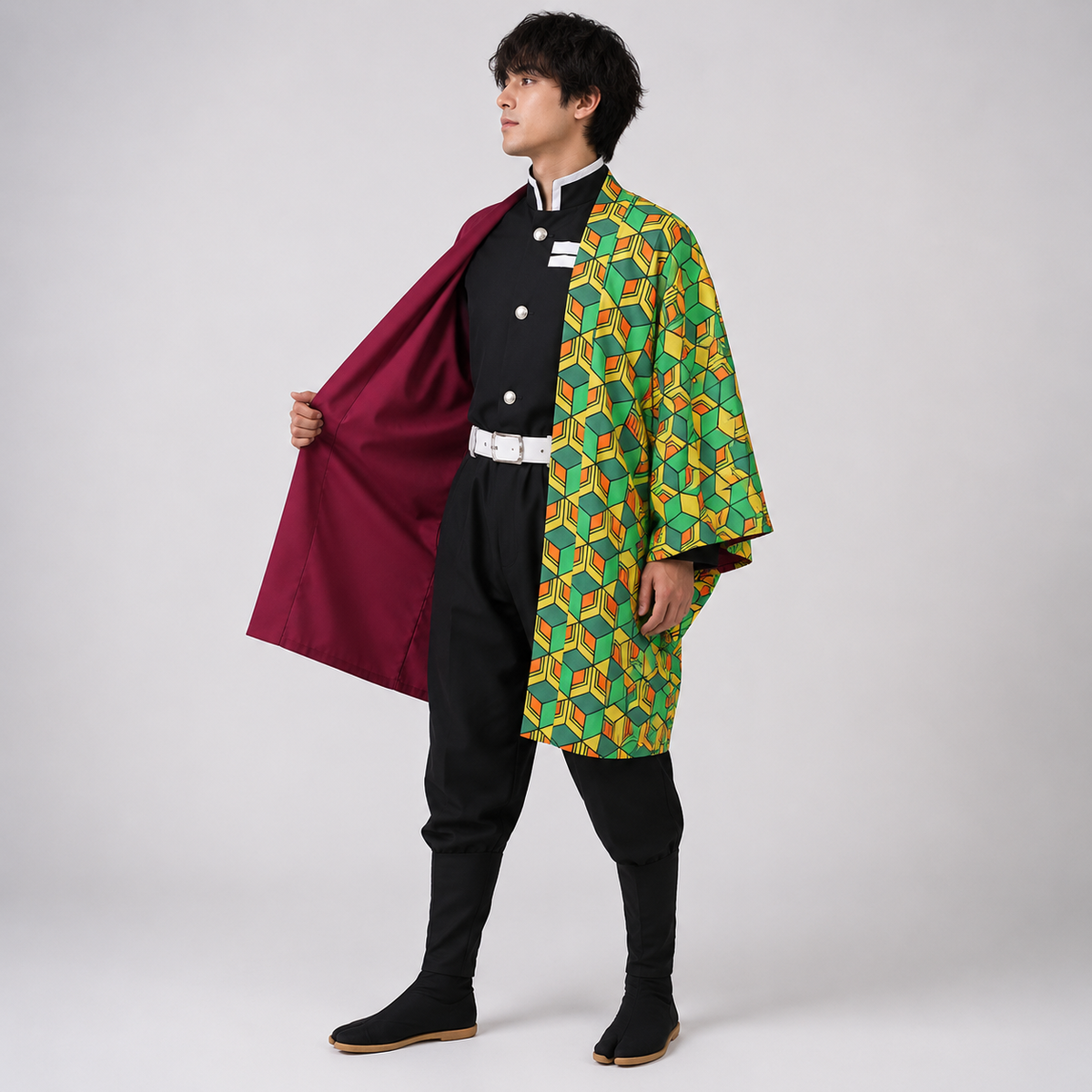 Anime Haori Jacket Costumes for Halloween with High Collar Top and Leg Wraps