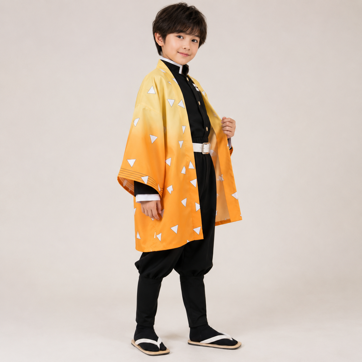 Gradient Haori Cosplay Costume with Button Up Shirt Waist Belt and Pants