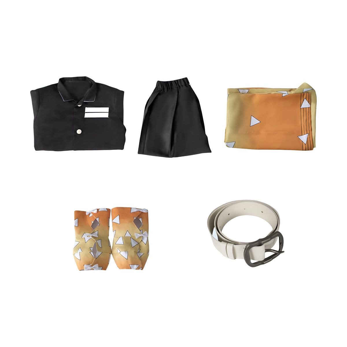 Gradient Haori Cosplay Costume with Button Up Shirt Waist Belt and Trousers