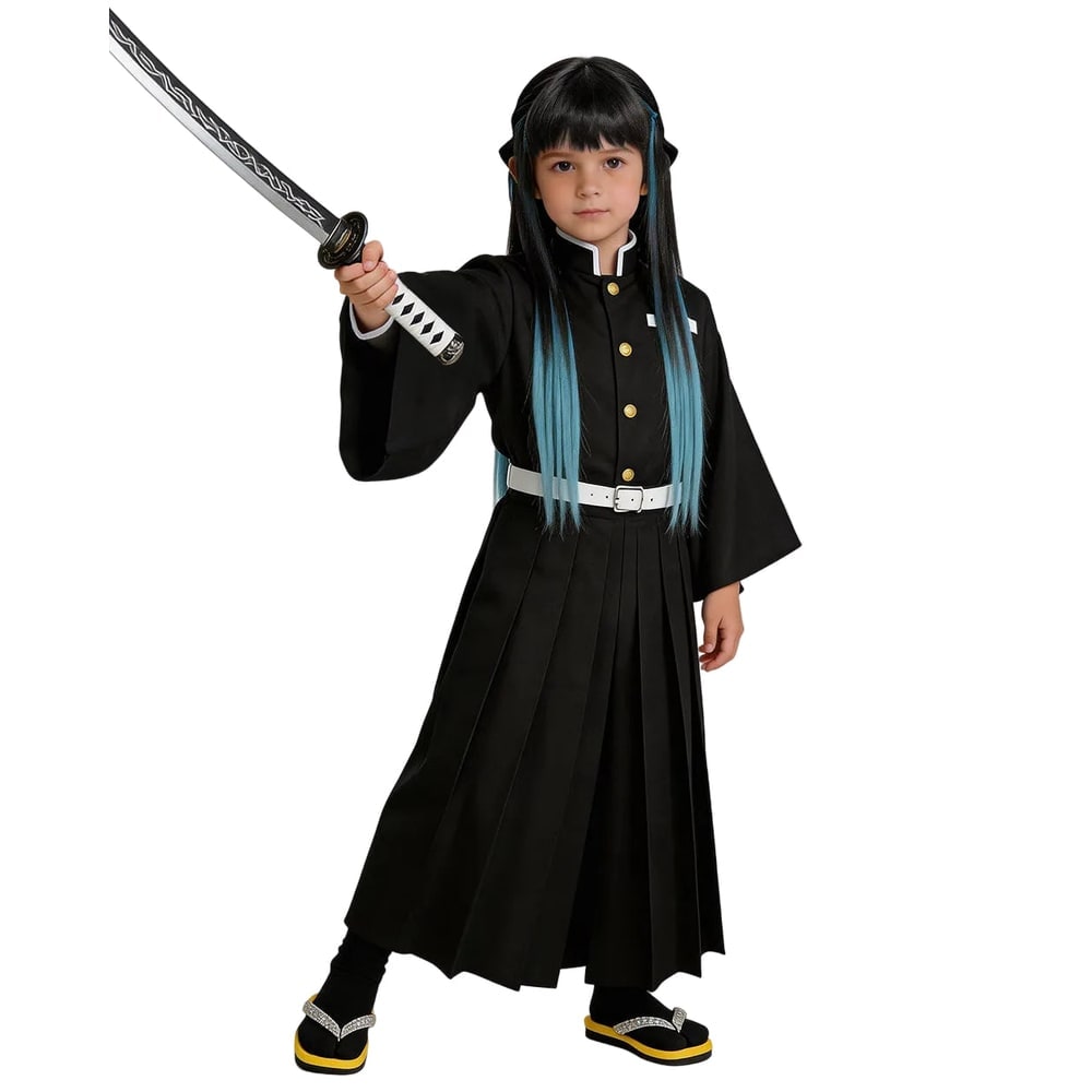 Anime Cosplay Costume with Mandarin Collar Jacket Wide-Leg Trousers and Gold Buttons