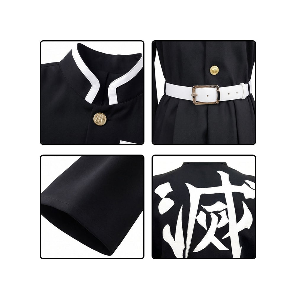 Anime Cosplay Costume with Mandarin Collar Jacket Wide-Leg Trousers and Gold Buttons