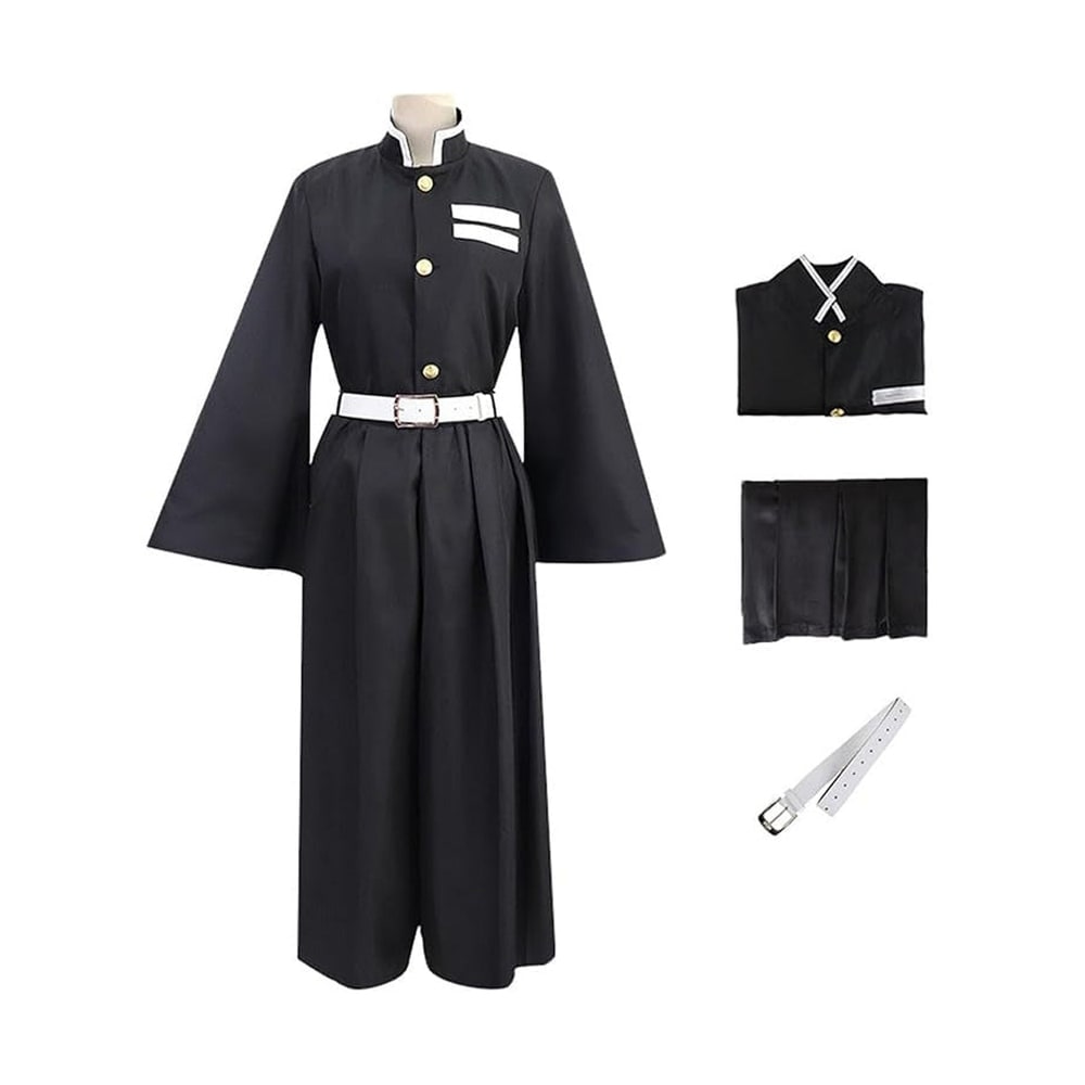 Anime Cosplay Costume with Mandarin Collar Jacket Wide-Leg Trousers and Gold Buttons
