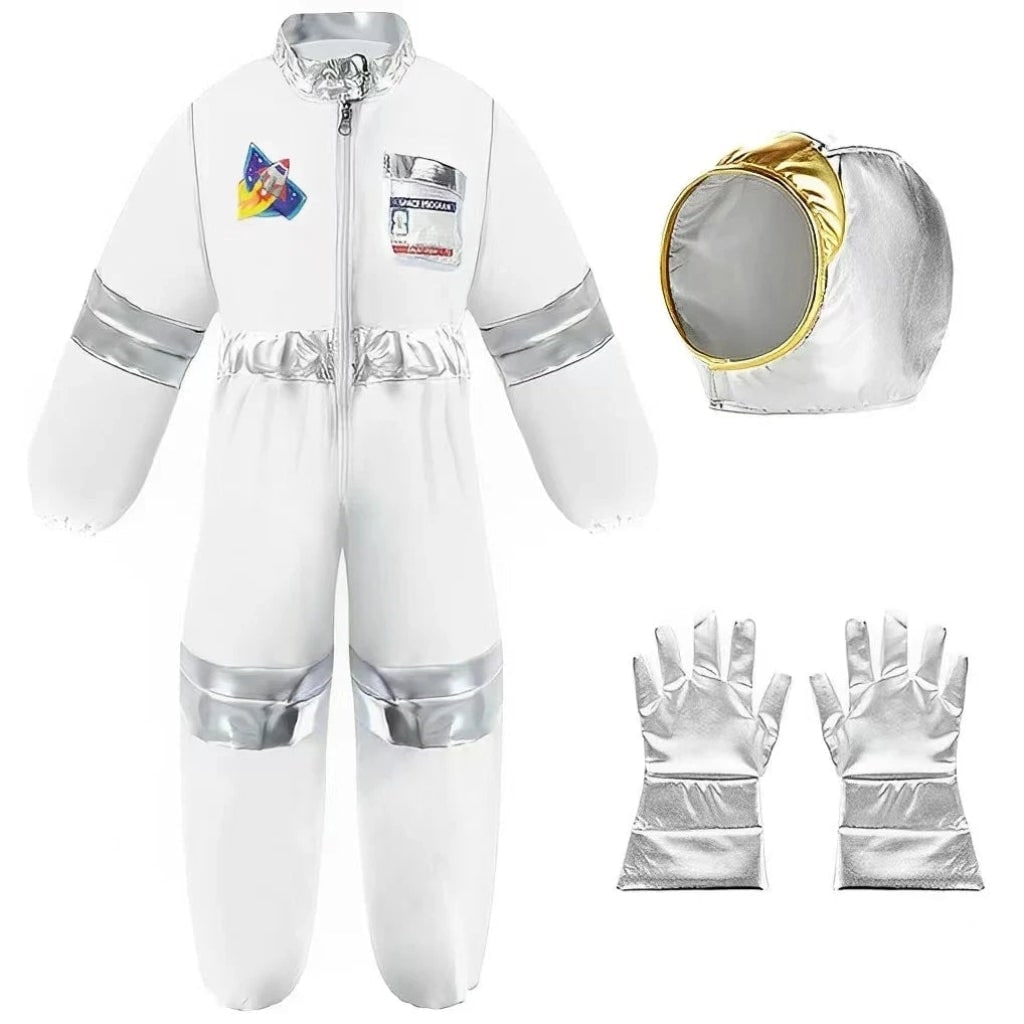 Kids Halloween Astronaut Costume with Soft Helmet and Gloves for Role Play
