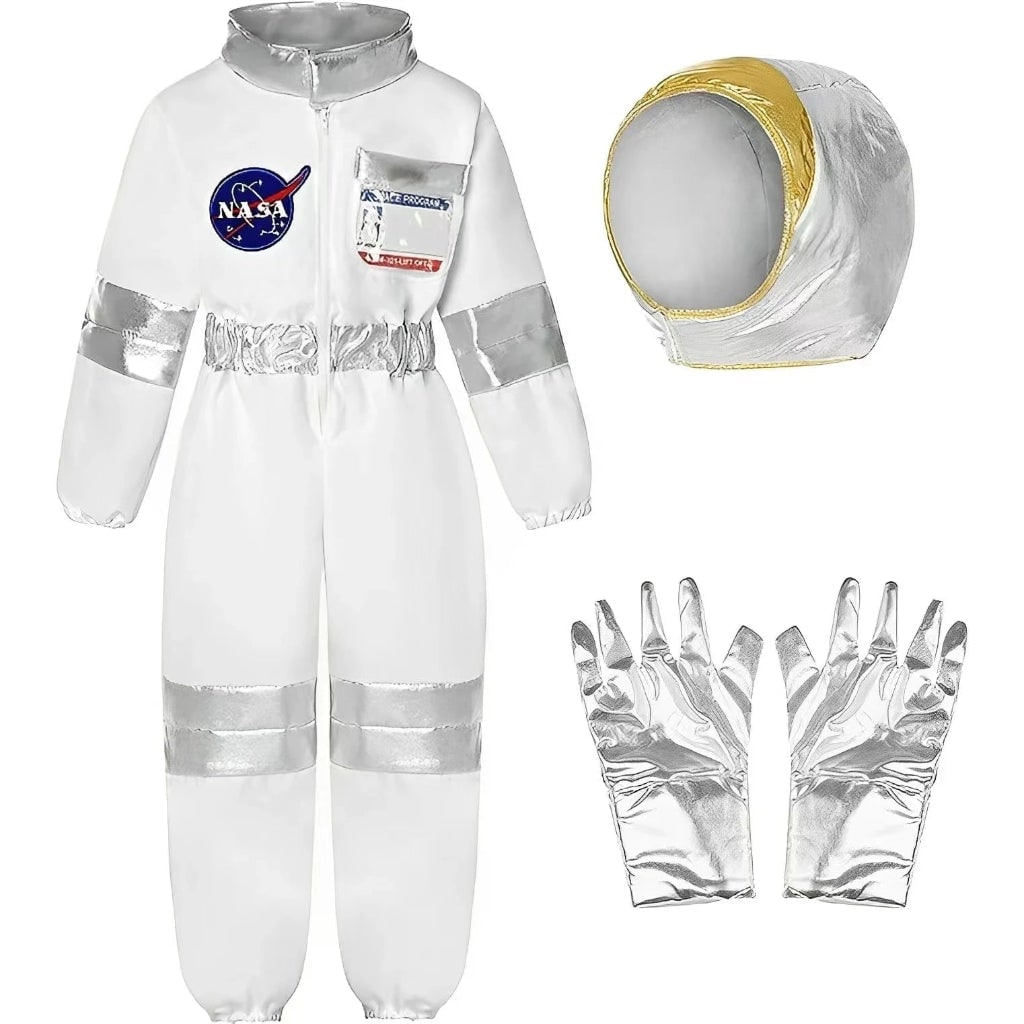 Kids Halloween Astronaut Costume with Soft Helmet and Gloves for Role Play