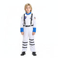 Kids Halloween Space Suit Costume Jumpsuit with Flag Patches and Zip Front