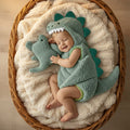 Baby Dinosaur Halloween Costume Hooded Romper with Sherpa Fleece Spikes and Tail