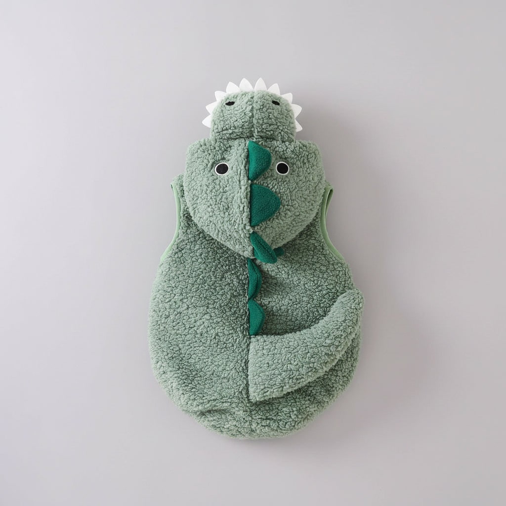 Baby Dinosaur Halloween Costume Hooded Romper with Sherpa Fleece Spikes and Tail