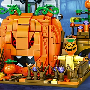 Halloween Magnetic Tiles Building Blocks Set with Pumpkin House and Spooky Figures