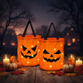 Bags for Halloween Trick and Treat Party with LED Pumpkin Lights Reusable Candy Bucket
