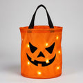 Light Up Trick or Treat Bucket with Glowing Pumpkin Face and Sturdy Handles