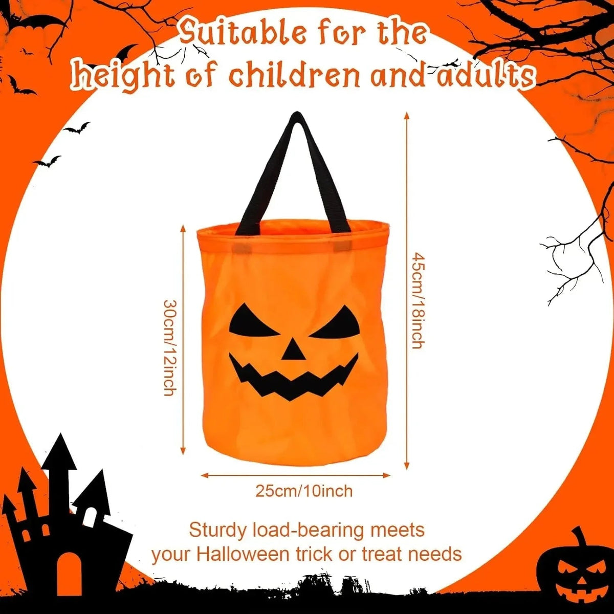 Glowing Pumpkin Candy Bucket and Bag for Halloween Trick or Treat Nights