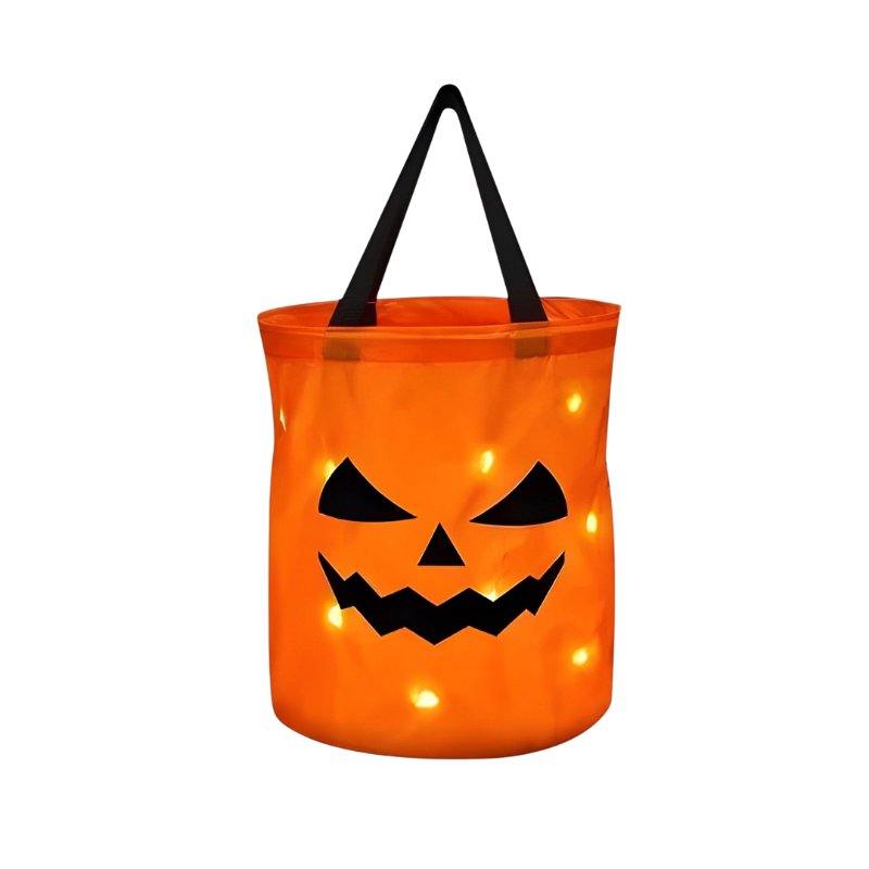 Halloween Bucket with LED Glow and Sturdy Handles for Trick or Treat Candy