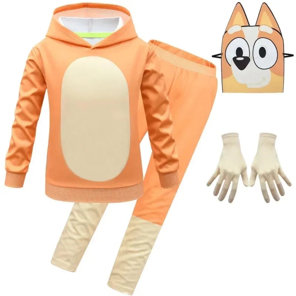 Kids Halloween Character Costume and Mask Set with Hooded Top Joggers Gloves