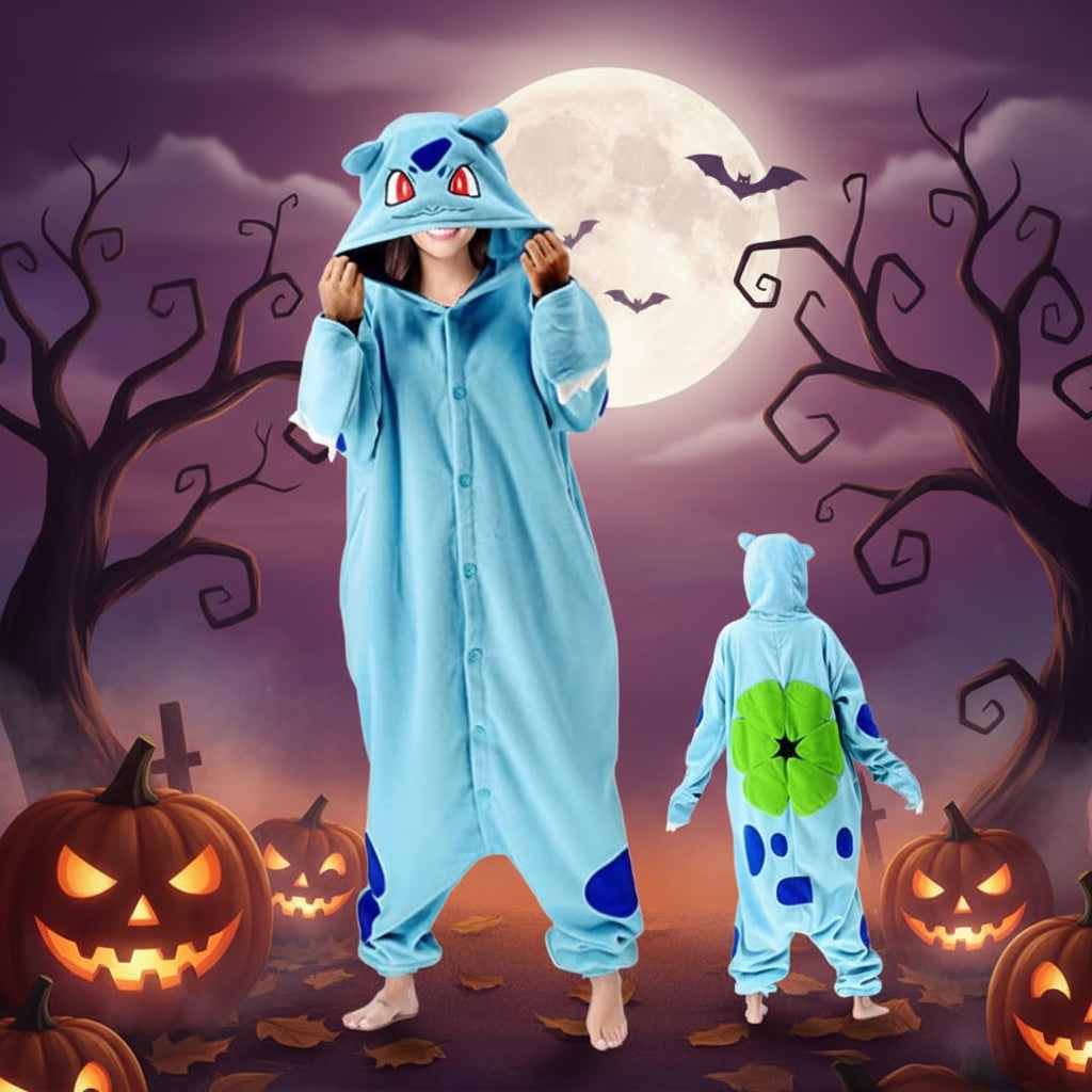 Kids Halloween Costumes and Christmas Pyjamas Hooded Fleece Onesie with 3D Ears and Tail