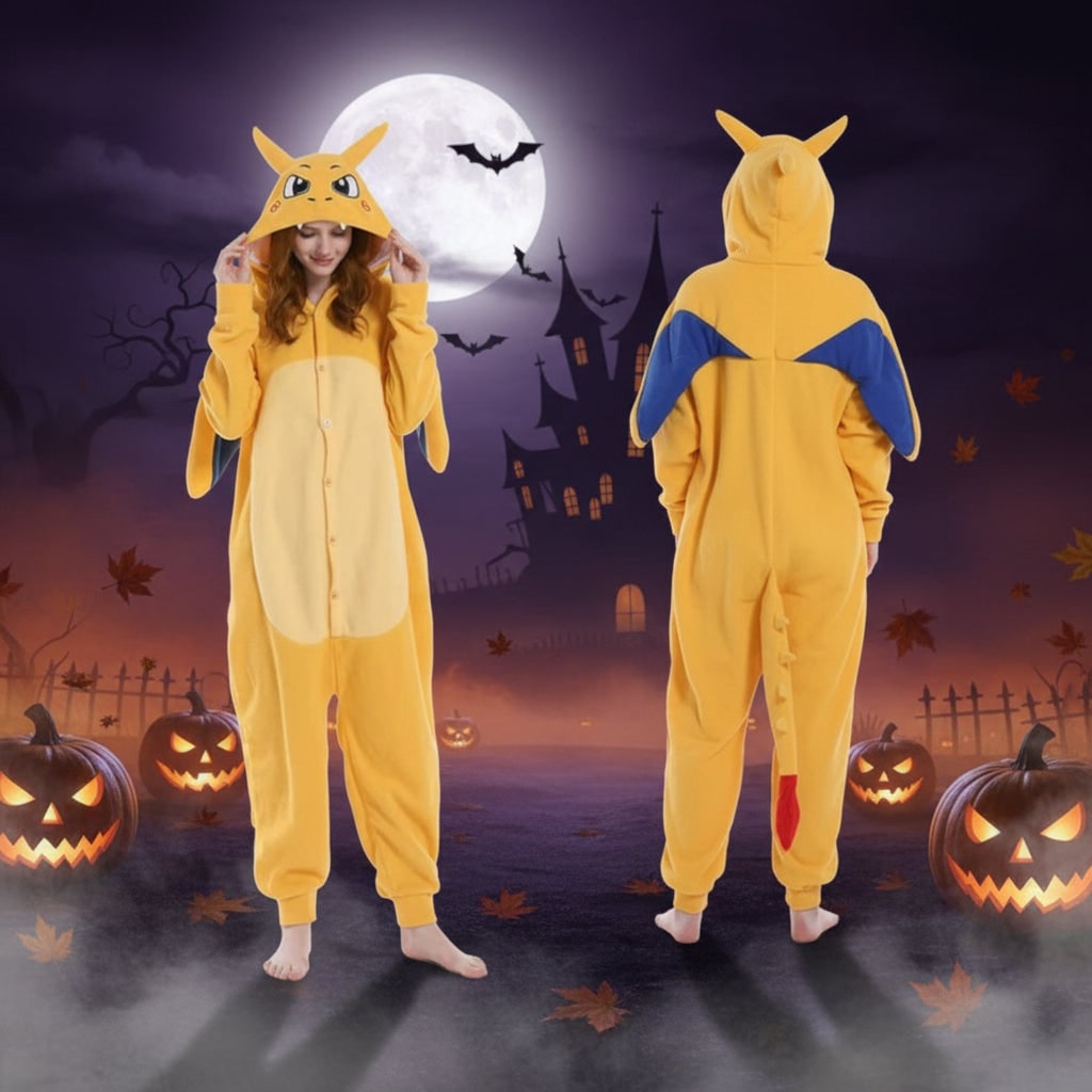 Kids Halloween Costumes and Christmas Pyjamas Hooded Fleece Onesie with 3D Ears and Tail
