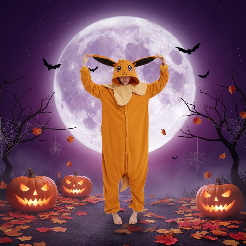 Kids Halloween Costumes and Christmas Pyjamas Hooded Fleece Onesie with 3D Ears and Tail